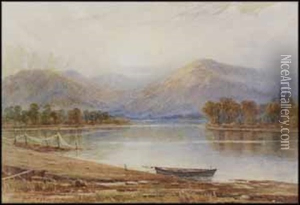 Sunset On Fraser River, Hatzic, Bc Oil Painting - Thomas William Fripp