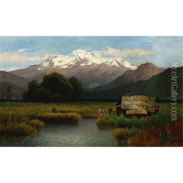 Volcano Iztaccihuatl Oil Painting - August Loehr