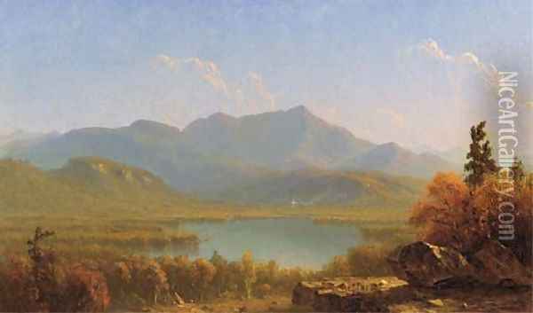 Mote Mountain from Echo Lake, New Hampshire Oil Painting - Sanford Robinson Gifford