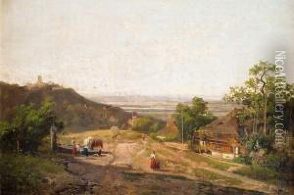 Pejzaz Z Zamkiem Neu-bechburg Oil Painting - Bernhard Studer
