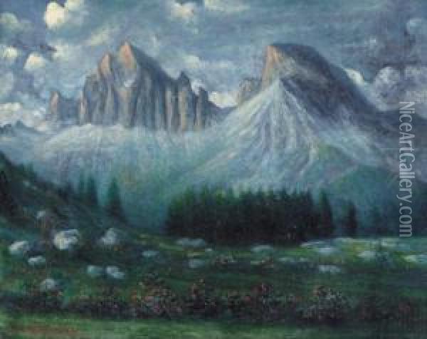 Paesaggio Montano Oil Painting - Giacinto Trussardi