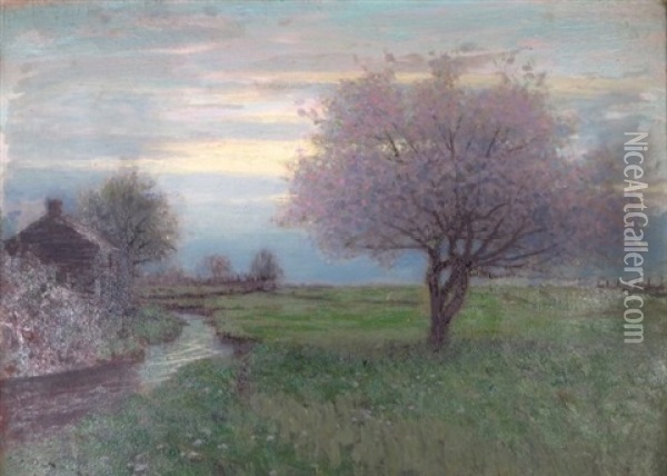 Flowering Tree At Dusk Oil Painting - Lovell Birge Harrison