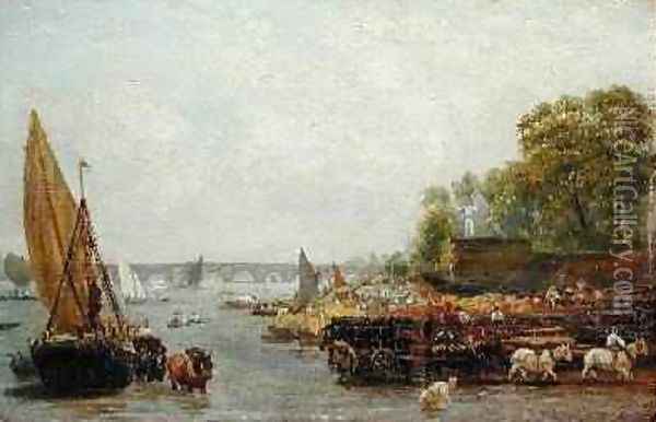 Westminster Bridge 1820-30 Oil Painting - Frederick Nash