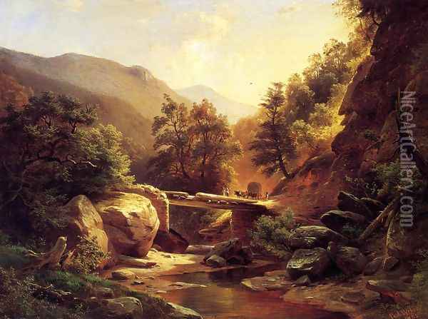 Boulder Crossing, Pennsylvania Oil Painting - Gottlieb Daniel Paul Weber