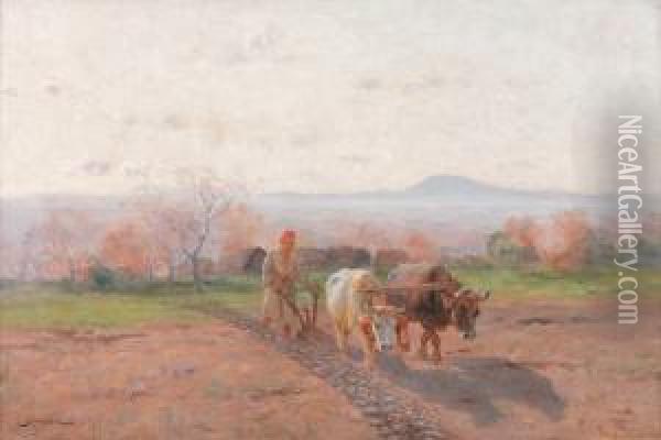 Scene De Labours En Kabylie Oil Painting - John-Lewis Shonborn