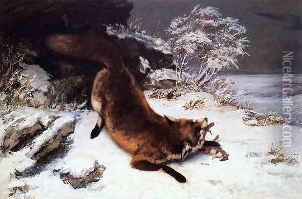 Fox in the Snow Oil Painting - Gustave Courbet