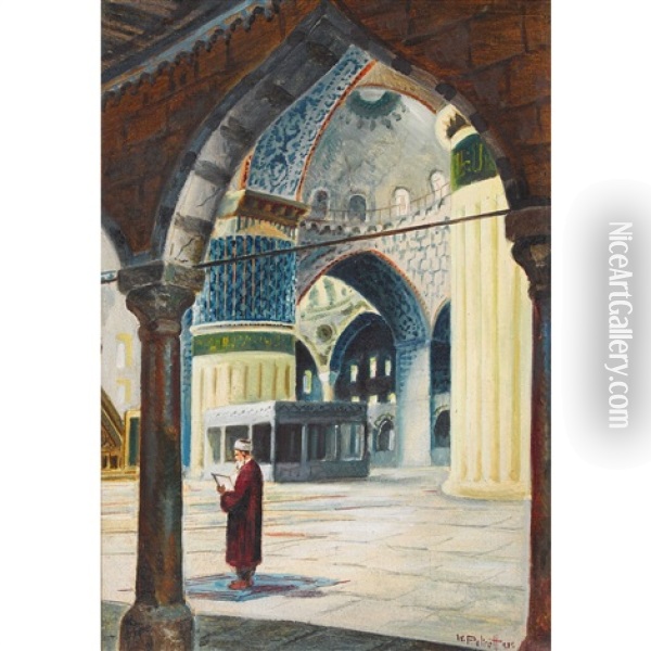 Sultan-ahmed-moschee In Istanbul Oil Painting - Wladimir Petroff