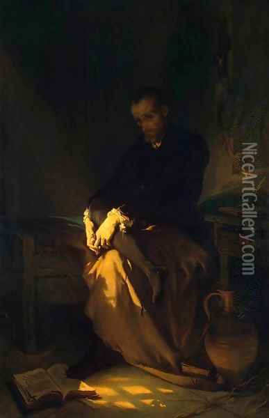 Tasso in the Prison Oil Painting - Louis Gallait