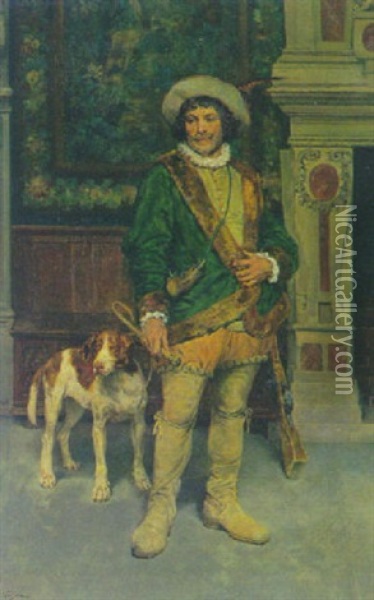 Portrat Eines Jagers In Historischer Tracht Oil Painting - Francois Adolphe Grison