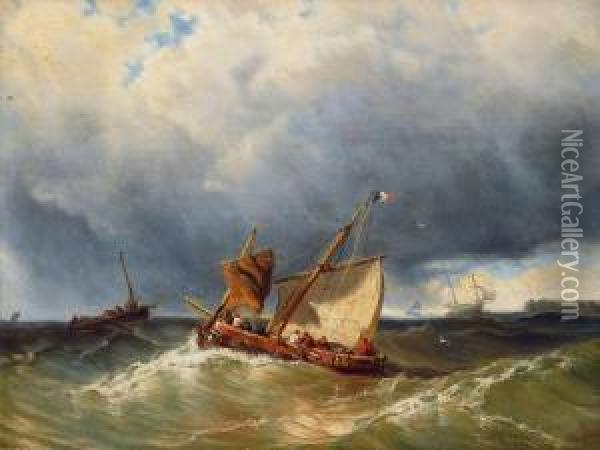 Beim Fischfang Oil Painting - Christian Eckardt