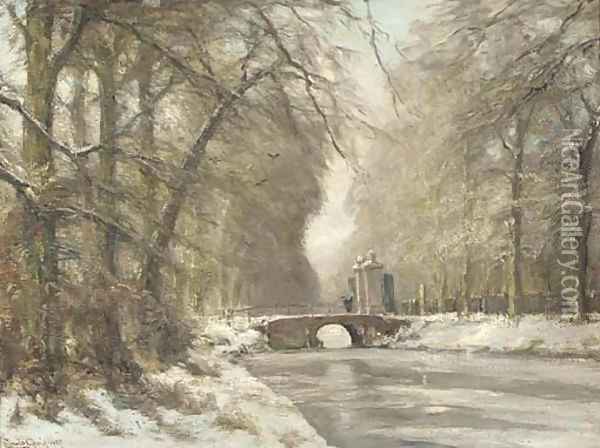 The entrance to Huis ten Bosch in winter Oil Painting - Louis Apol