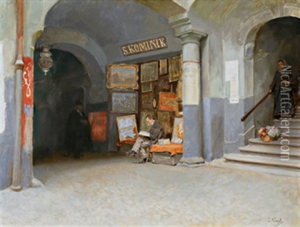 Beim Antiquar Oil Painting - Josef Kinzel