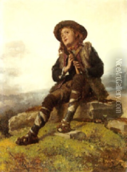 A Neapolitan Shepherd Boy Oil Painting - Theodore Gerard