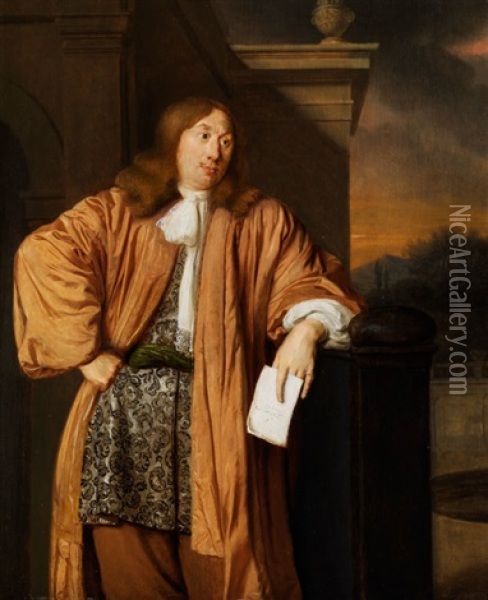 Portrait Eines Herrn Im Apricotfarbenen Hausmantel Oil Painting - Ary de Vois