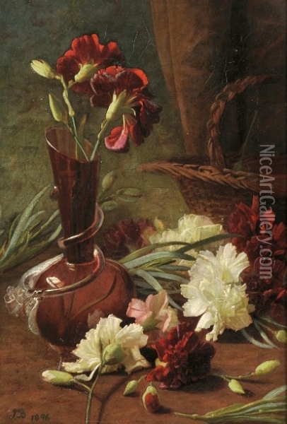 Still Life with Carnation Oil Painting - Anonymous Artist