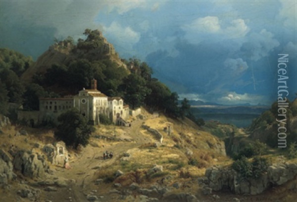 Italienisches Dorf In Den Bergen Oil Painting - Carl Gustav Rodde