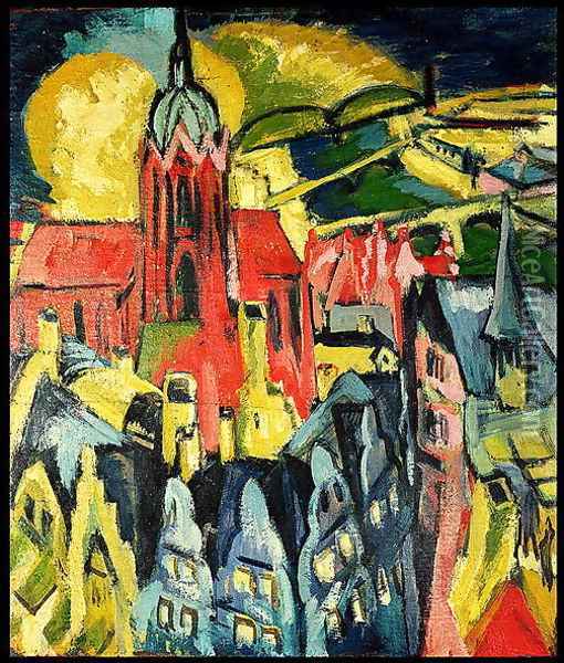 Frankfurt Cathedral Oil Painting - Ernst Ludwig Kirchner