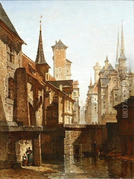 Continental Spires Oil Painting - Francois Stroobant