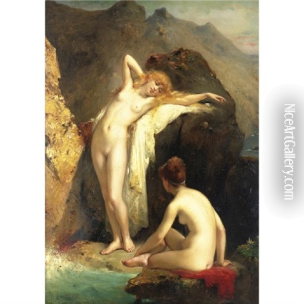 Les Baigneuses Oil Painting - Pierre Olivier Joseph Coomans