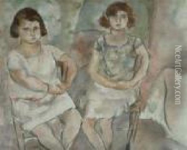 Rosette Et Nana Oil Painting - Jules Pascin