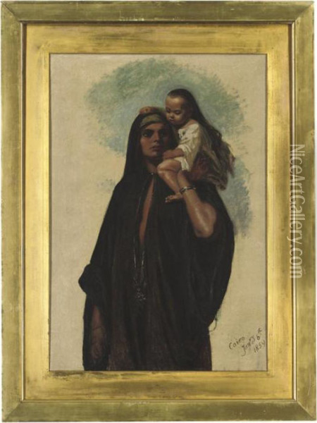 Copt Woman And Child Oil Painting - Frederick Goodall