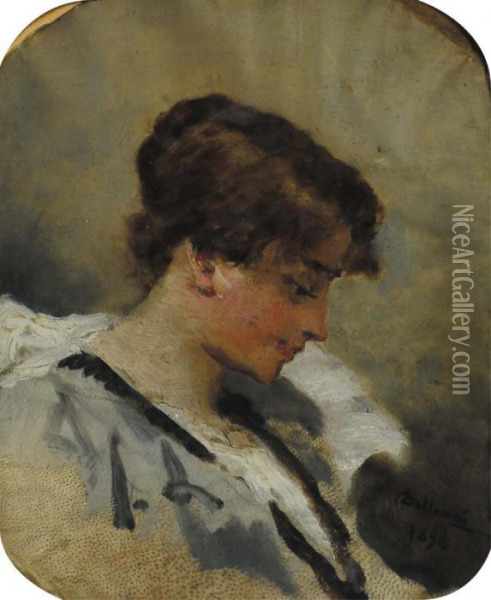 Ritratto Femminile 1896 Oil Painting - Lorenzo Delleani