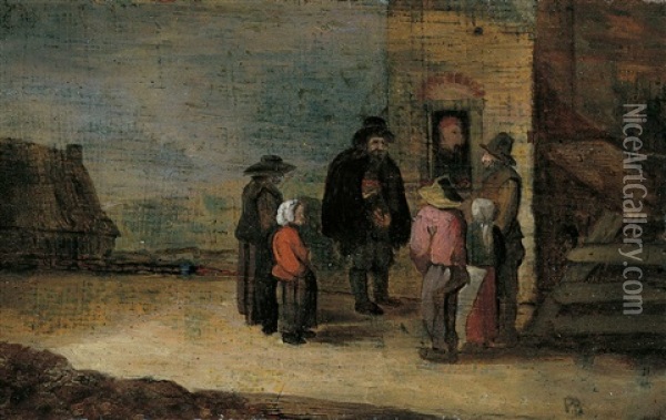 Sechs Personen Vor Einem Bauernhaus Oil Painting - Pieter de Bloot