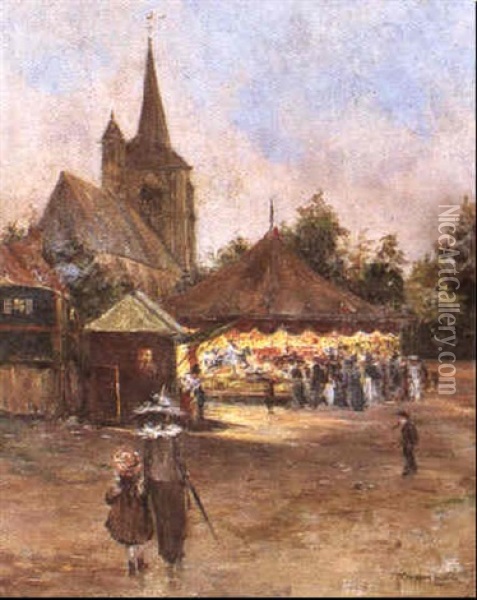 Le Manege Du Village Oil Painting - Henry Thompson-Lalande