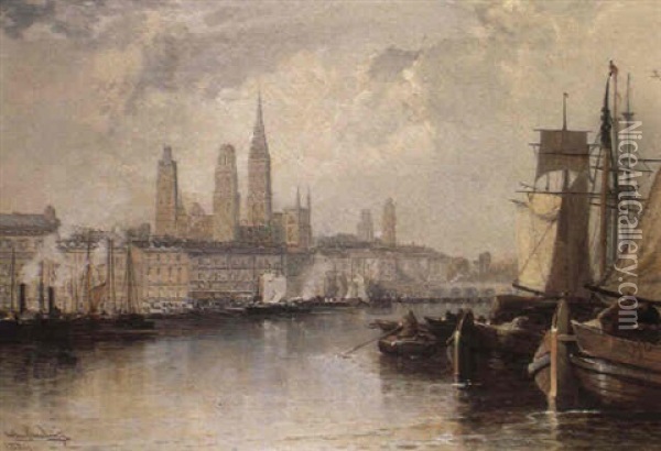 Rouen On The Seine Oil Painting - Arthur Joseph Meadows