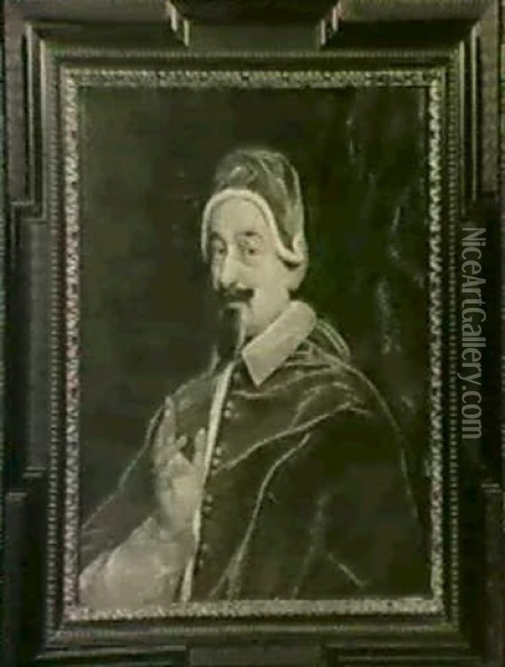 Bildnis Des Papstes Clemens Ix Oil Painting - Giovanni Battista Gaulli