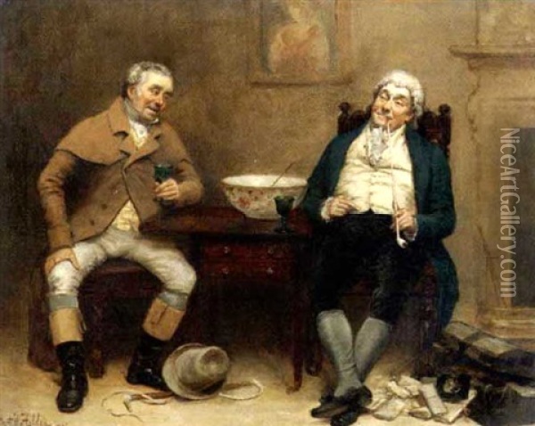 Zwei Herren Bei Der Konversation Oil Painting - Albert William Holden