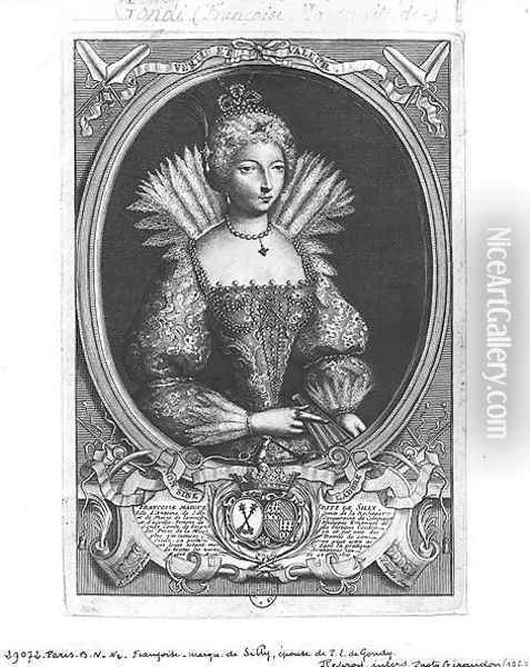 Francoise-Marguerite de Silly 1584-1626 engraved by Claude Duflos 1665-1727 Oil Painting - Antoine Pezey