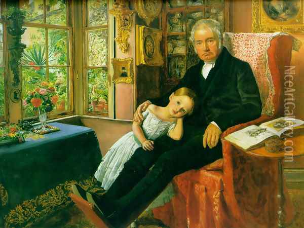 James Wyatt and His Granddaughter Mary Oil Painting - Sir John Everett Millais