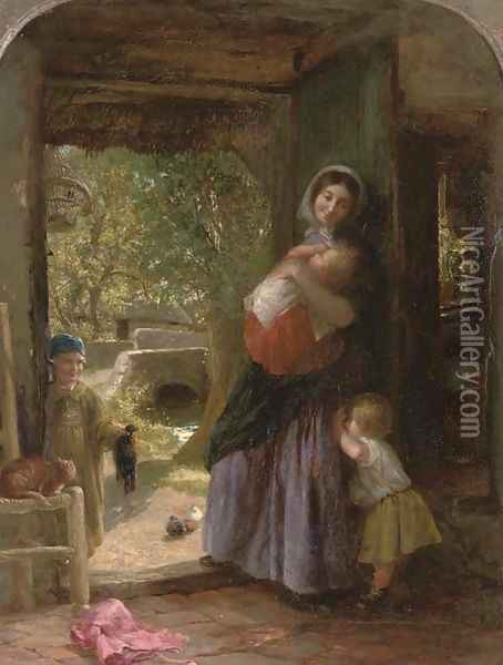 The Cottage Door Oil Painting - Charles James Lewis