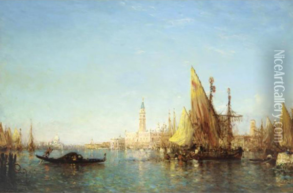 Topi Dans Le Bassin, Venise Oil Painting - Felix Ziem