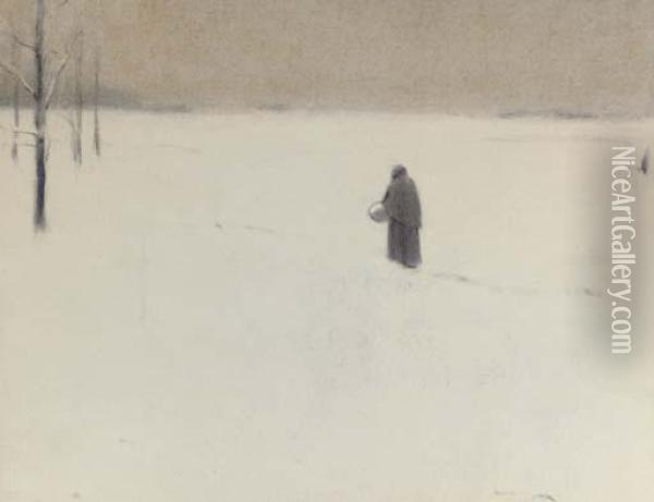 La Vieille En Hiver Oil Painting - Fernand Khnopff
