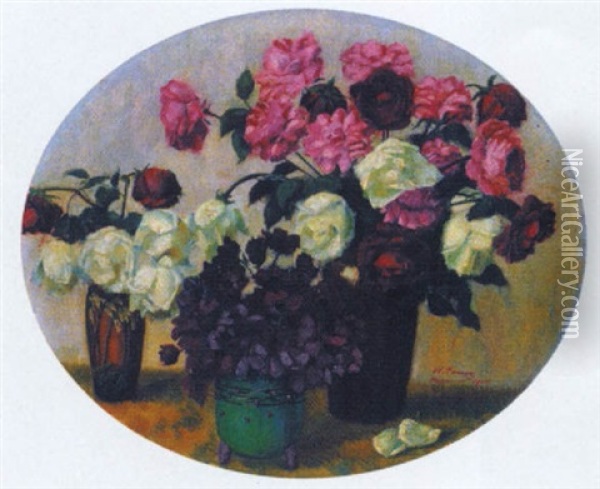 Rosen Und Anemonen Oil Painting - Heinrich Franz
