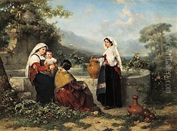 Kvinnor Och Barn Oil Painting - Karel Frans Philippeau