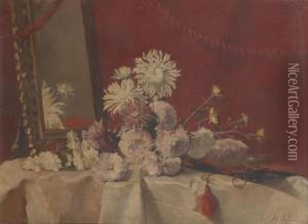 Reflexion De Fleurs Dans Un Miroir Oil Painting - Henri Moreau