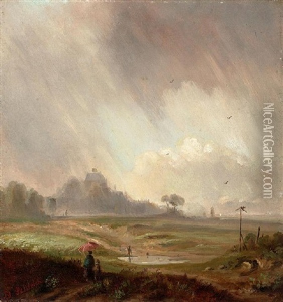 Aufziehendes Gewitter Oil Painting - Eduard Schleich the Younger