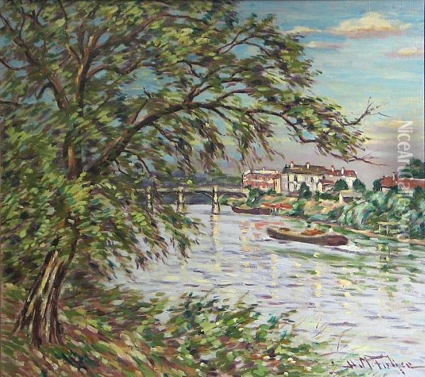 On The River Oil Painting - Hugo Melville Fisher