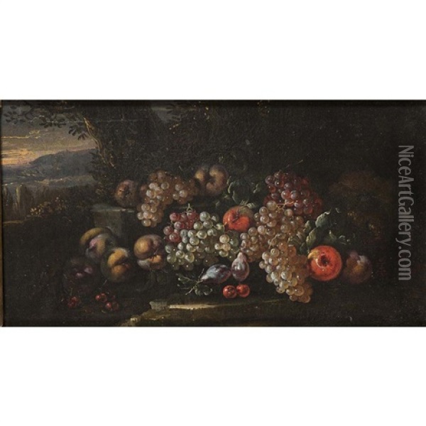 Raisins Et Pommes Oil Painting - Giovanni Paolo Castelli (lo Spadino)