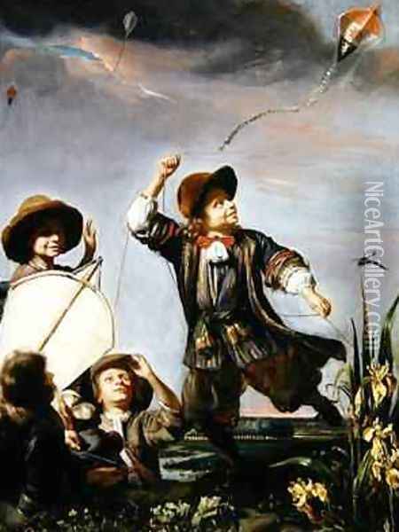 Boys Flying Kites Oil Painting - Godfried Maes