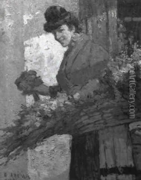 La Marchande De Fleurs Oil Painting - Marius Ernest Joseph Azema
