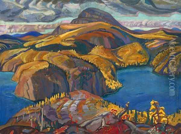 October on the North Shore, Lake Superior Oil Painting - Arthur Lismer