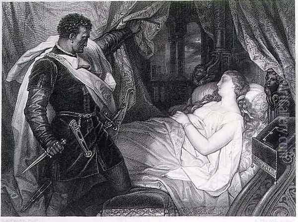 Othello and Desdemonda Oil Painting - J.M.F. Heinrich