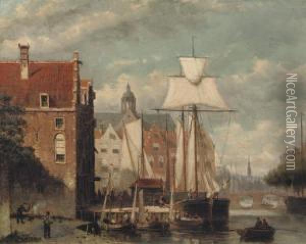 A View Of Amsterdam In Summer Oil Painting - Johannes Frederik Hulk, Snr.