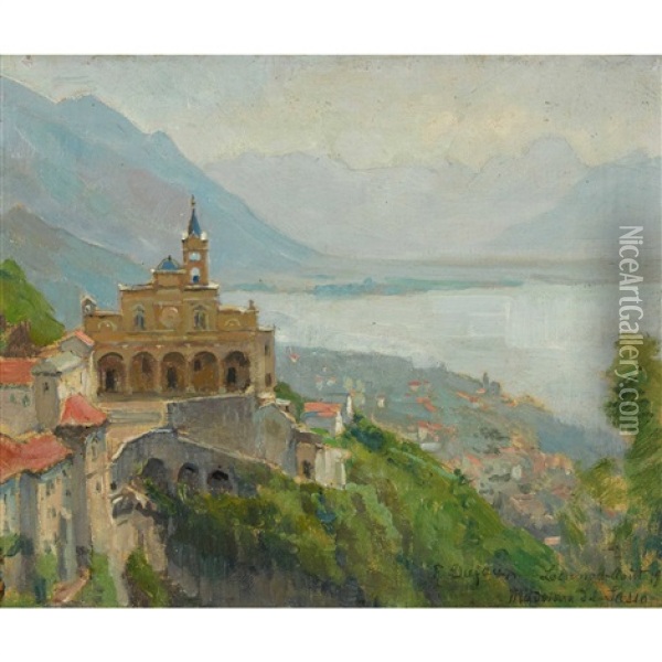 Die Wallfahrtskirche Madonna Del Sasso In Orselina Oil Painting - Frederic Dufaux