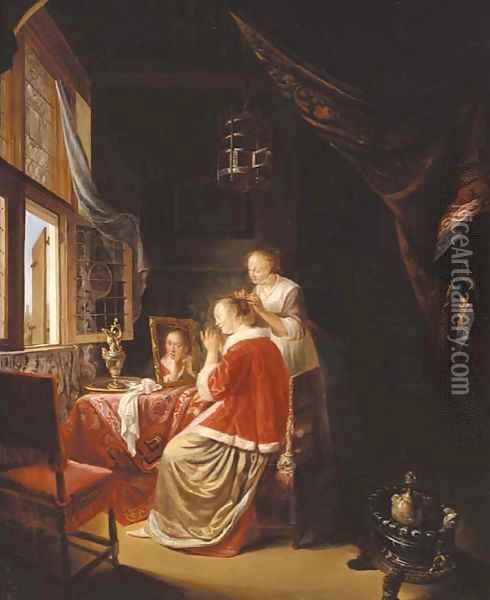 The morning toilet Oil Painting - Gerrit Dou