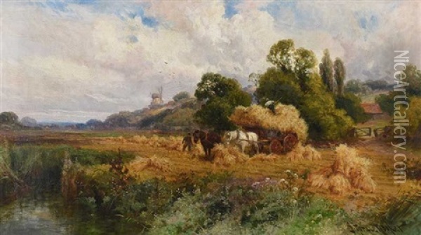Harvesting, Sussex Oil Painting - John Hopper